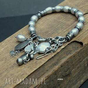 Srebrne 026, perły, modna bransoletka