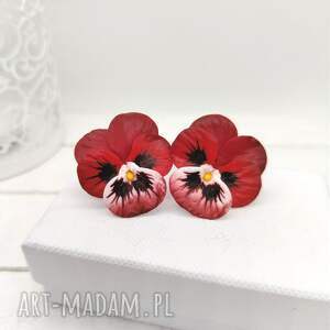 kolczyki - sztyfty z polimerowej gliny, małe artystyczny, kwiatowe
