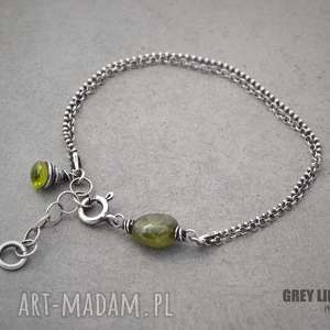 handmade delikatna z zielonym szafirem i peridotem