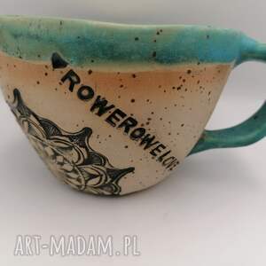 handmade ceramika duży kubek " rowerowe love" 1