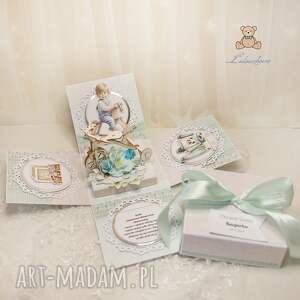 handmade scrapbooking kartki exploding box na chrzest roczek narodziny "tiny miracle"