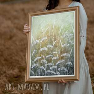 subtelna łąka 40x50cm, akwarela kwiaty, sztuka akwarele ilustracja