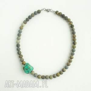 Prezent Surowy Turkus i antyczny Jaspis Naszyjnik z detalem