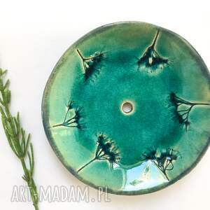 ceramika mydelniczka z roślinkami, mydeniczka handmade