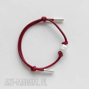 okrąg bransoletka, perła, sznurek, srebro