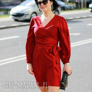 sukienki sukienka kopertowa bordo - czerwone wino ajda
