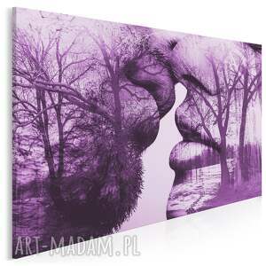 obraz na płótnie - pocałunek drzewa fioletowy 120x80 cm 29507 para, miłość