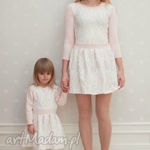 komplet sukienek nicole dla mamy i córki, mama córka, brzoskwiniowe