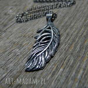 feather necklace - alma piórko naszyjnik piórko, srebrne boho, boho