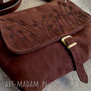 surowa baronowa motyw suche trawy torebka na ramię skóra naturalna zamsz brąz