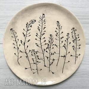 talerz z roślinami polnymi, roślinna ceramika, prezent parapetówka