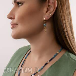 kolczyki z chalcedonem konik morski, srebro 925 w złotym pokryciu, czakra gardła