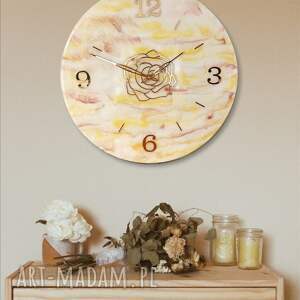 duży beżowy zegar ścienny 50 cm, świąteczny prezent, żywica epoksydowa, prezent