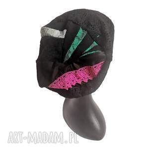 handmade czapki czapka czarna czarna koronkowa na podszewce dobra na codzienne noszenie