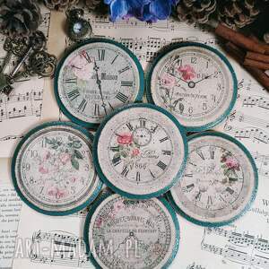 Stylowe podkładki pod kubki Zegary Vintage decoupage