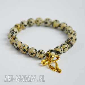 handmade bracelet by sis: złota kokardka w kamieniach półszlachetnych