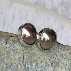 srebrne sztyfty z syntetycznymi perłami d122, perłowe kolczyki