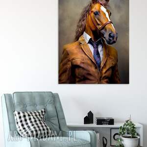 portret hipsterskiego konia - wydruk na płótnie 50x70 cm B2, obraz