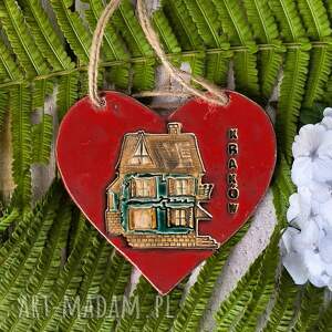 dekoracje zawieszka kraków - serce z domkiem, pamiątka krakowa