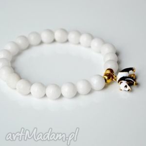 bracelet by sis panda w białych kamieniach, marmur charms, nowość