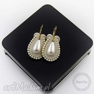 kolczyki soutache female light ivory - Kavrila