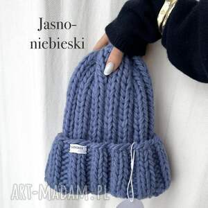 Czapka Nordic z 100% wełny - jasnoniebieska handmade
