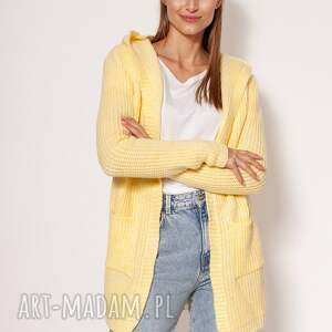 lekki i miękki kardigan - pa018 lemon mkm, sweter, żółty sweter