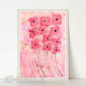 Oryginalna akwarela A4. Kwiaty, sztuka, trawy