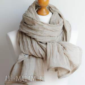 handmade szaliki szal lniany naturalny, duży szal z lnu, modny