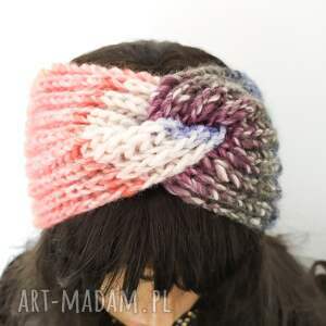 święta upominki kolorowa wełniana opaska turban handmade