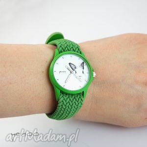 zegarek, bransoletka - królik zielony pleciony zając, prezent