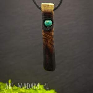 wisiorek z duszą ognia i natury - drewno akacji turkus afrykański, pirografia