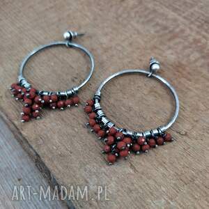 kolczyki - jaspis na kole, srebro oksydowane