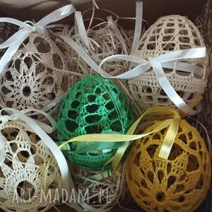 zestaw jajek szydelkowych, jajko d3 szydełkowe, pod choinkę prezent