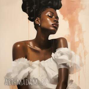 obraz portet kobiety - minimalistyczny portret czarnoskórej kobiety - wydruk artystyczny