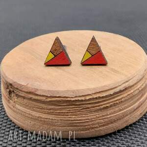 kolczyki drewniane trójkąty geometryczne