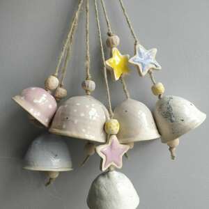 handmade pomysł na święta prezent zestaw sześciu dzwoneczków ceramicznych