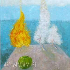 martwa natura z płomieniem / still life with flame, renee magritte styl surre