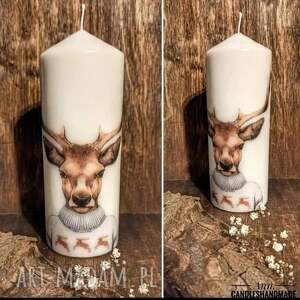 Prezent Świeca dekoracyjna 20 cm, jeleń, ozdobna, dekoracja