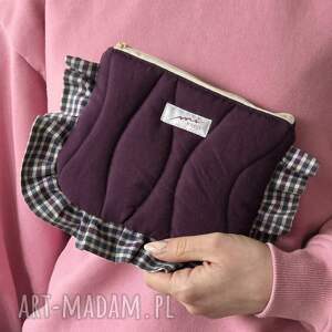 w kratkę z falbanką, pikowana kosmetyczka, saszetka