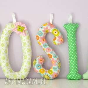 literki szyte imię tosia ozdoba pokoju - Pokoik dziecka