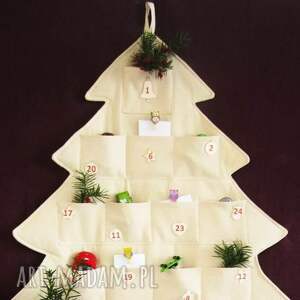 hbyhmkaminska kalendarz adwentowy z kieszonkami na zamówienie, choinka, mikołaj