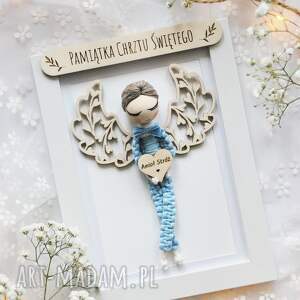 Prezent Pamiątka Chrztu Świętego dla chłopca | Ramka aniołek