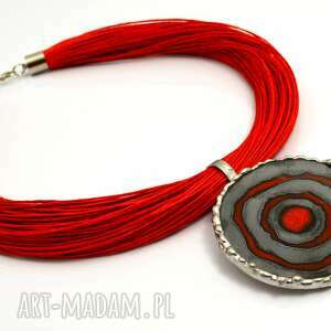 handmade naszyjniki naszyjnik z lnu etnoos hipnotic red&graphite