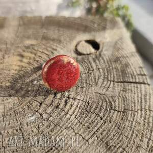 Czerwony pierścionek ceramiczny handmade - regulowany