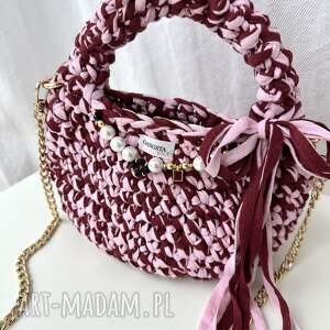 Cherry z naturalnymi kamieniami i kokardką, mała torebka