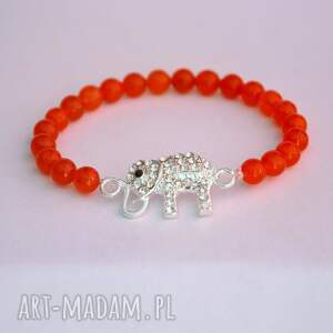 handmade bracelet by sis: cyrkoniowy słoń w czerwonych kamieniach