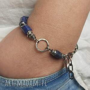ręczne wykonanie bransoletka ze srebra z lapis lazuli