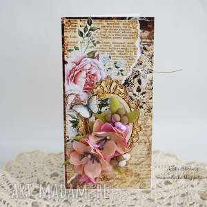 na każdą okazję, kartka scrapbooking, urodzinowa, imieninowa, kwiaty handmade