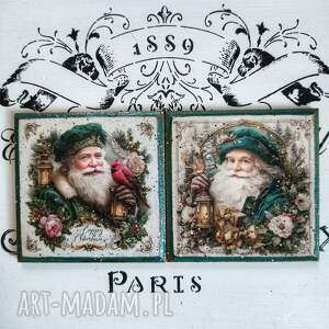 Świąteczne podkładki Santa Claus decoupage na prezent